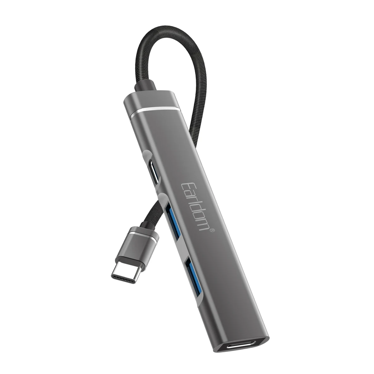 Earldom HUB19 2 Adet USB ve 2 Adet Type-C Çıkışlı PD Şarj Destekli Hub Dönüştürücü - Gri